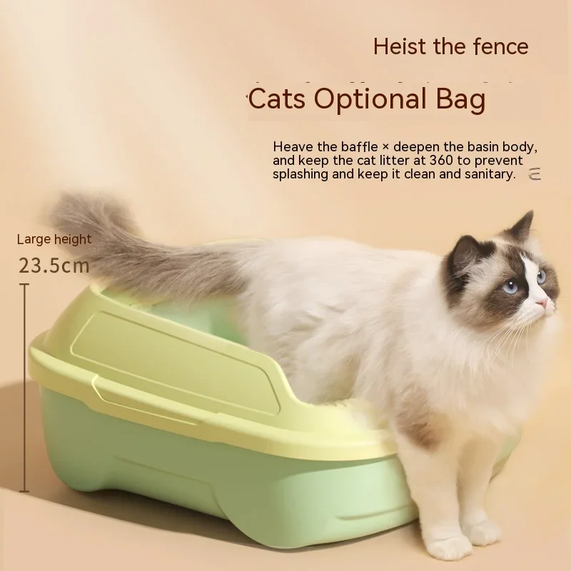 

Plastic semi enclosed cat litter box, medium sized, anti sand, anti splash, deodorant, semi enclosed kitten toilet