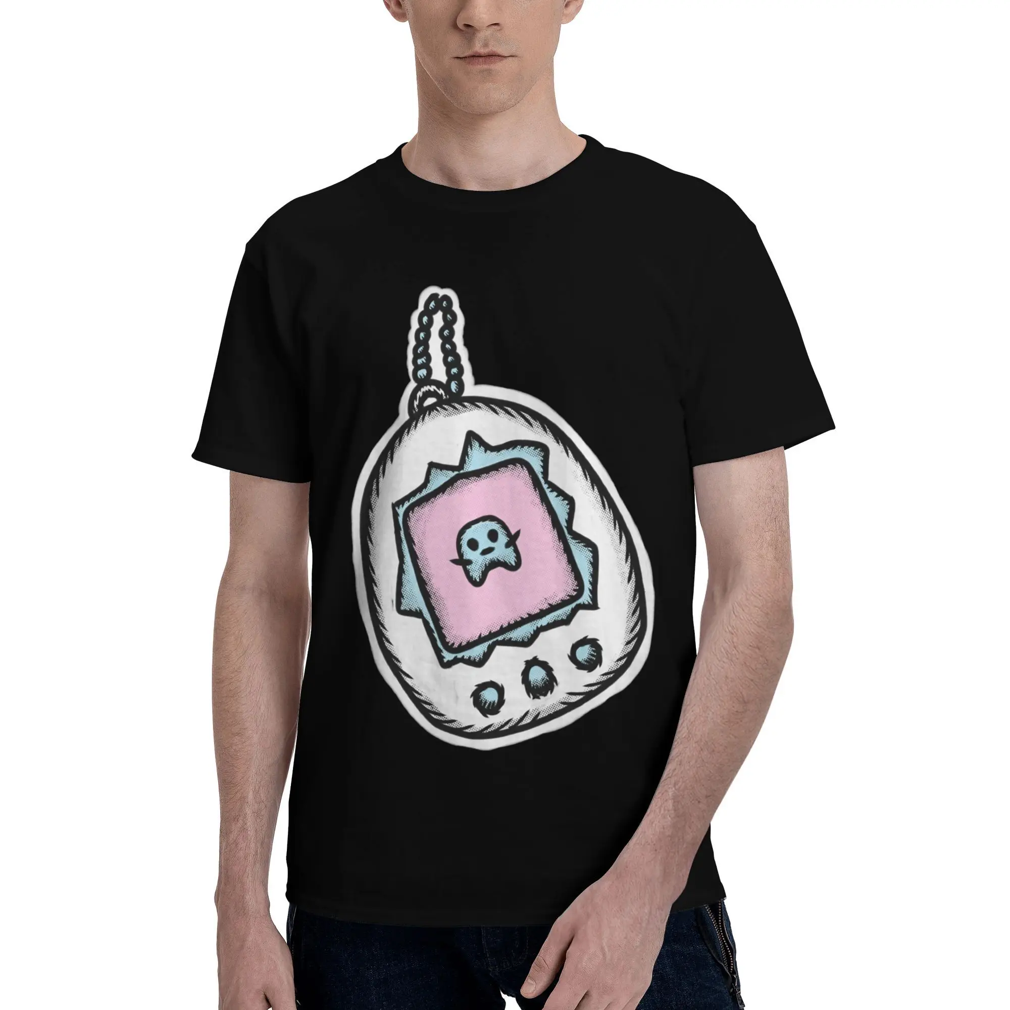 

Custom Funny Tamagotchies T Shirt Men Short Sleeved T-shirt Printed Tee Tops Cotton Regular Fit Tshirt Merch