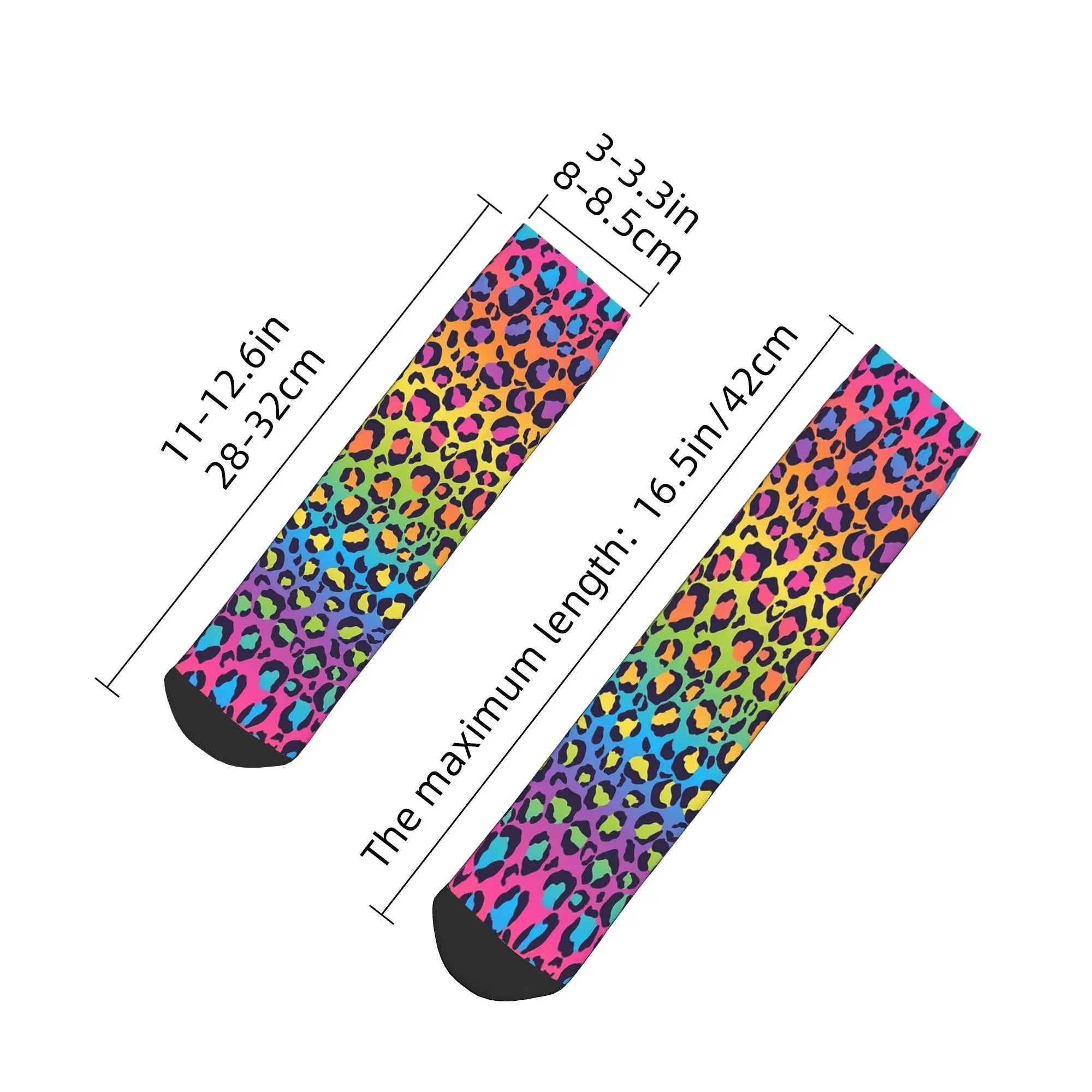 Calzini con motivo leopardato sfumato arcobaleno luminoso Ombre Harajuku Calze super morbide Calzini per tutte le stagioni Accessori per unisex