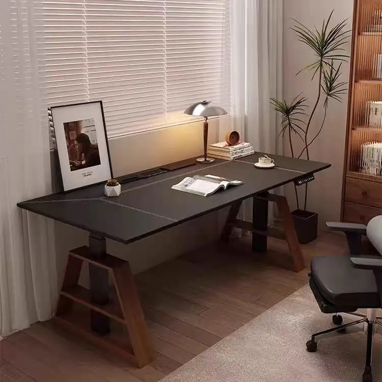 High quality electric lifting table saddle leather desktop home computer learning