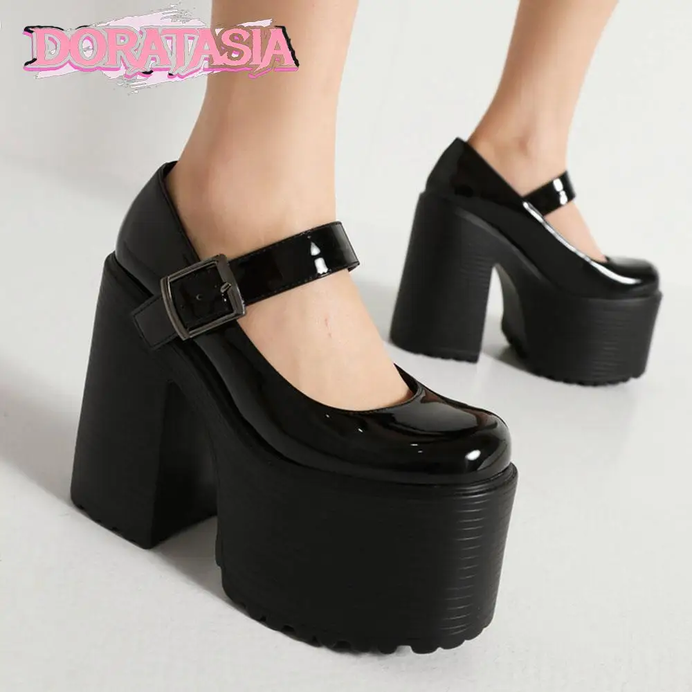 Punk Goth High Heel Platform Female Mary Jane Pumps Buckle Thick Bottom Design Brand Luxury Cool Cosplay Shoes Y2K Fashion Pumps