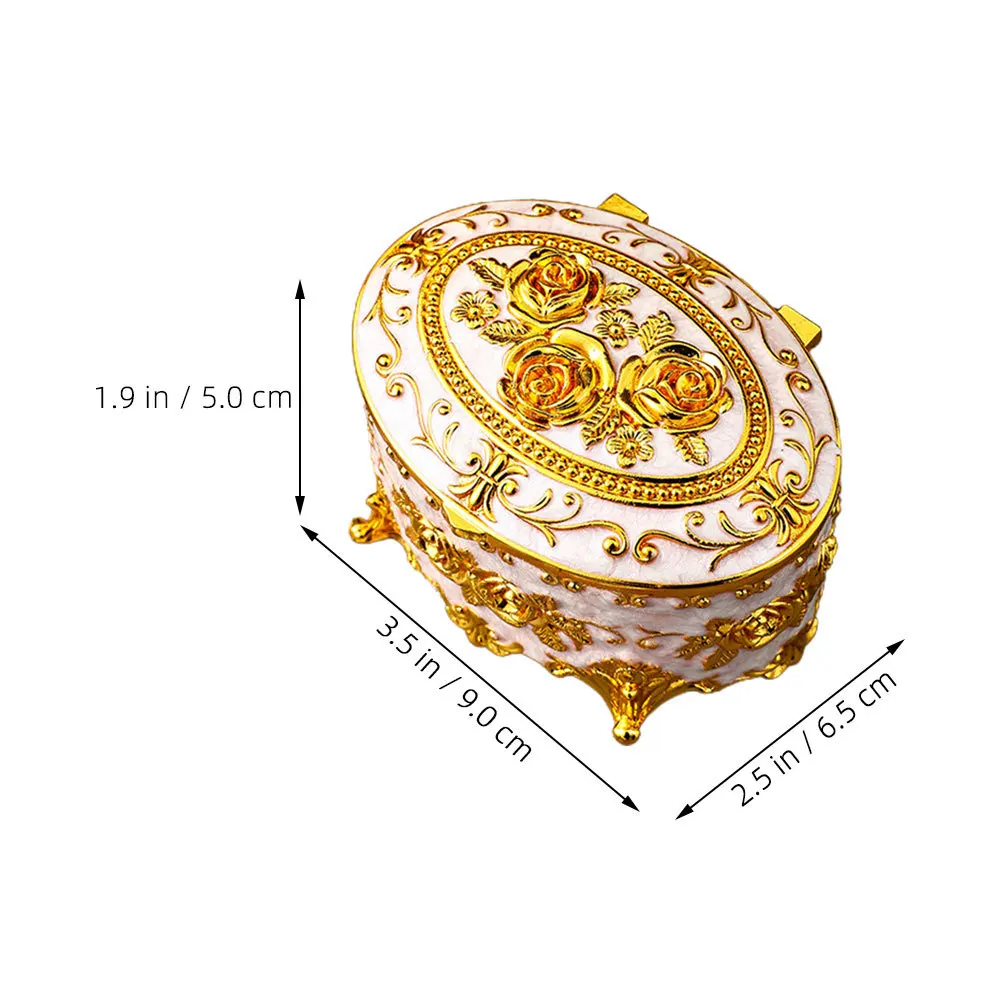 Metal Jewelry Box Oval Shape Vintage Style Jewelry Storage Box Soft Lining Scratch Protection for Rings Necklaces Trinkets