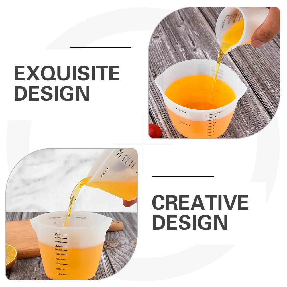 

4pcs Silicone Measuring Cup Set Smooth Easy Clean Milk Nuts Soy Fruit Kitchen Laboratory Beaker Clear Measurement