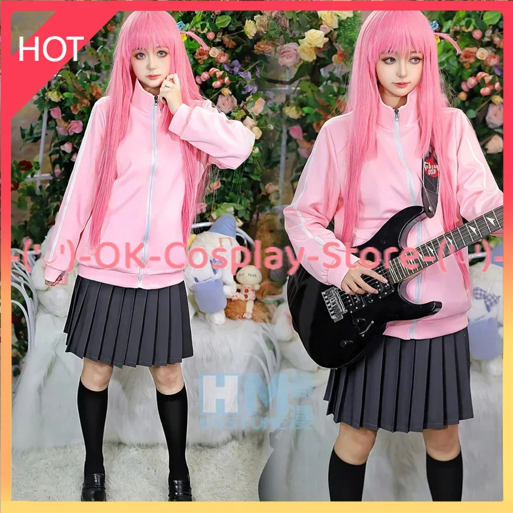 

[Custom Made] Gotoh Hitori Cosplay Costume Anime Bocchi The Rock Cosplay Women Cute Party Suit Coat Skirts Halloween Uniforms