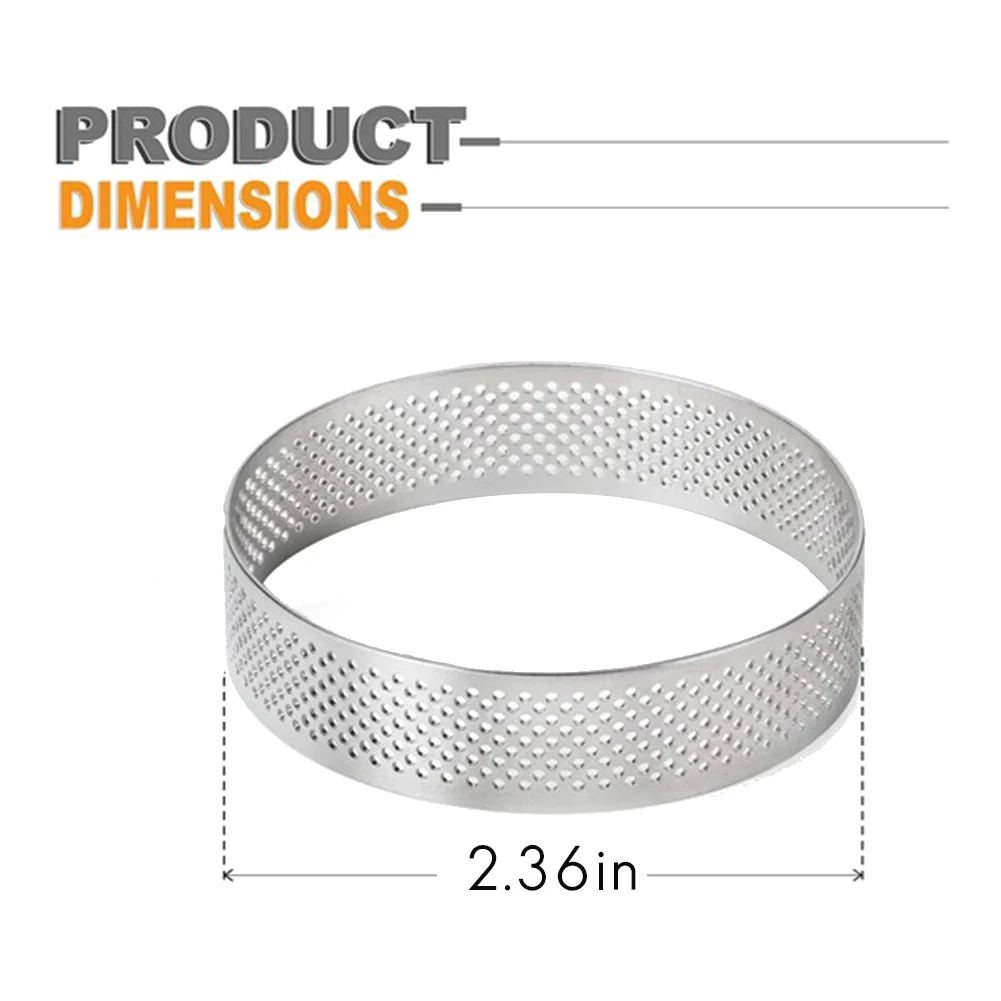 4 Pack Stainless Steel Tart Rings 2.4In,Perforated Cake Mousse Ring,Cake Ring Mold,Round Cake Baking Tools