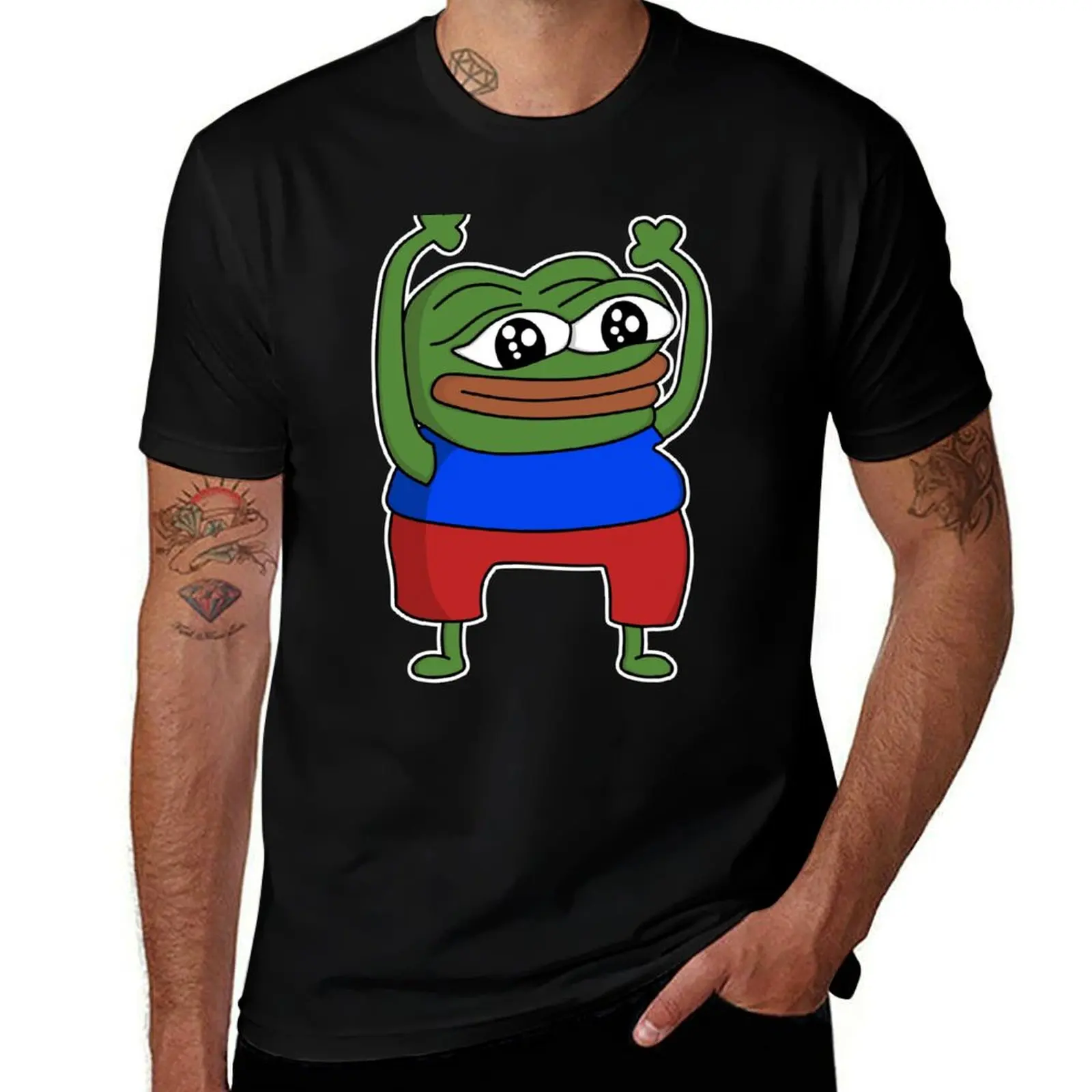 

HYPERS PepeHype - White Outline T-Shirt Funny t-shirt tops quick drying big and tall t shirts for men