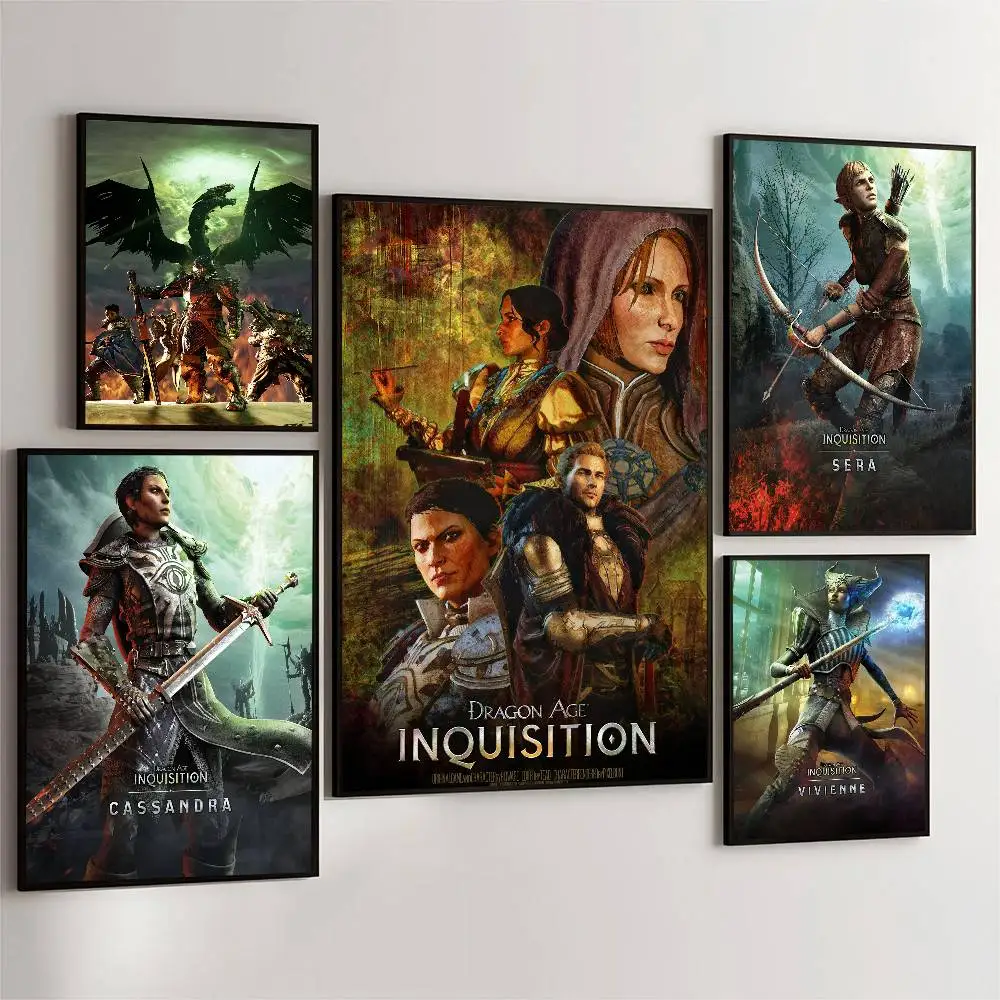 

Dragon Age Pop Game Characters Poster Self-adhesive Art Waterproof Paper Sticker Coffee House Bar Room Wall Decor