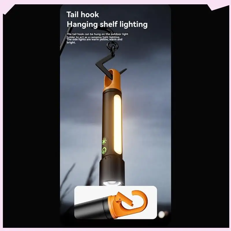 B24B Zoom Flashlight 3500Mah Battery Type-C Charging With Side Light Multifunctional Strong Light Camping