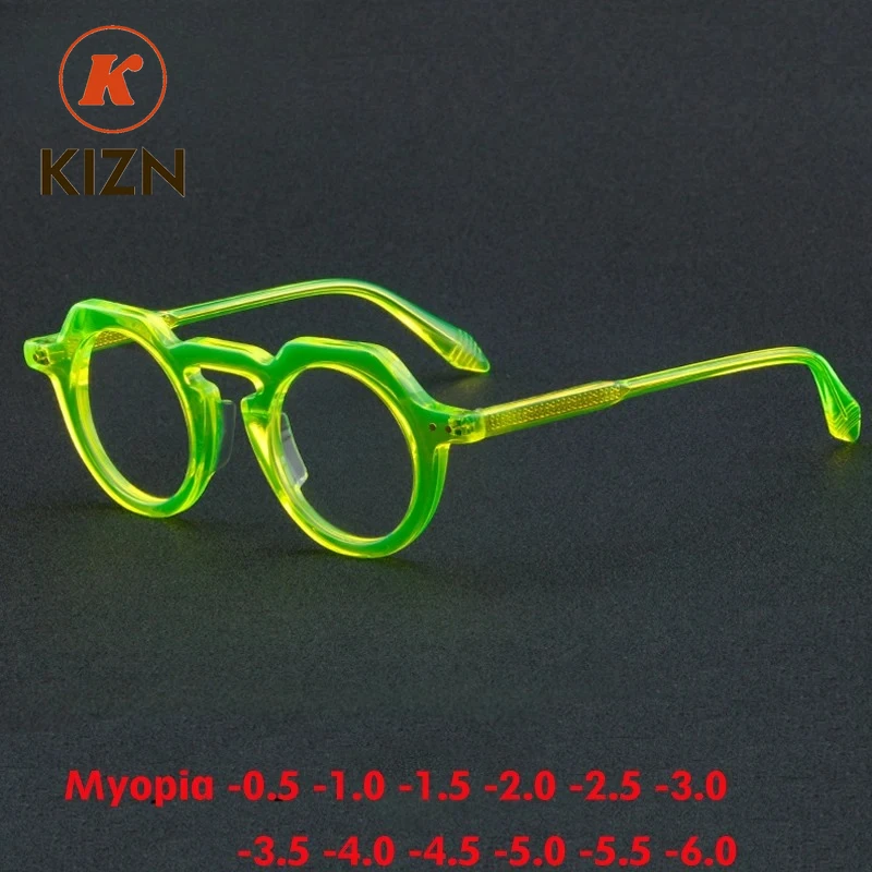 

KIZN винтажные ацетатные очки для близорукости, оправа для женщин и мужчин, новинка 2025 года, оптические очки по рецепту, роскошные очки от -0,5 до -6,0