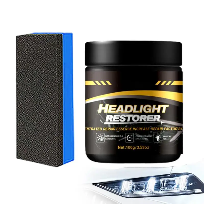 Head Light Lens Restore Kit Car Light Cleaner Headlight Polish With Sponge 4.23oz Headlight Lens Polish Repair Liquid Restore