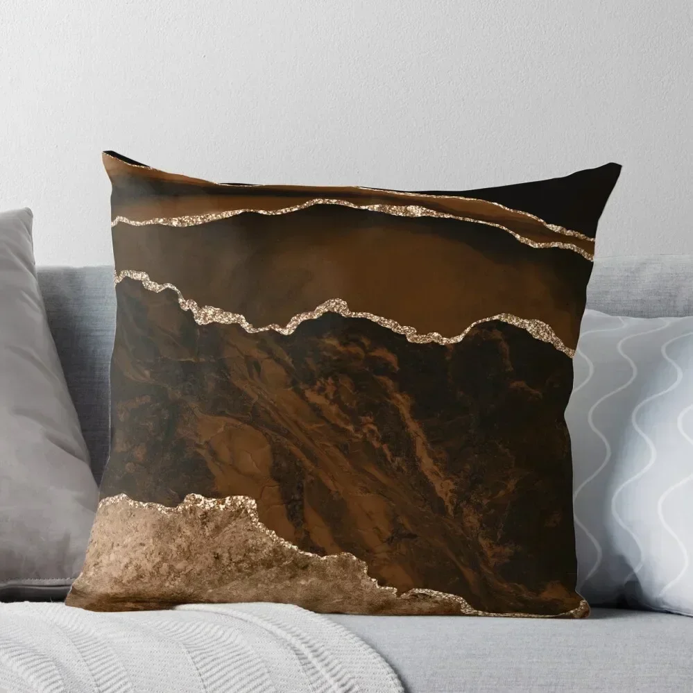 

Abstract Brown & Gold Modern Geode Agate Design Throw Pillow Luxury Sofa Cushions Sofa Covers pillow