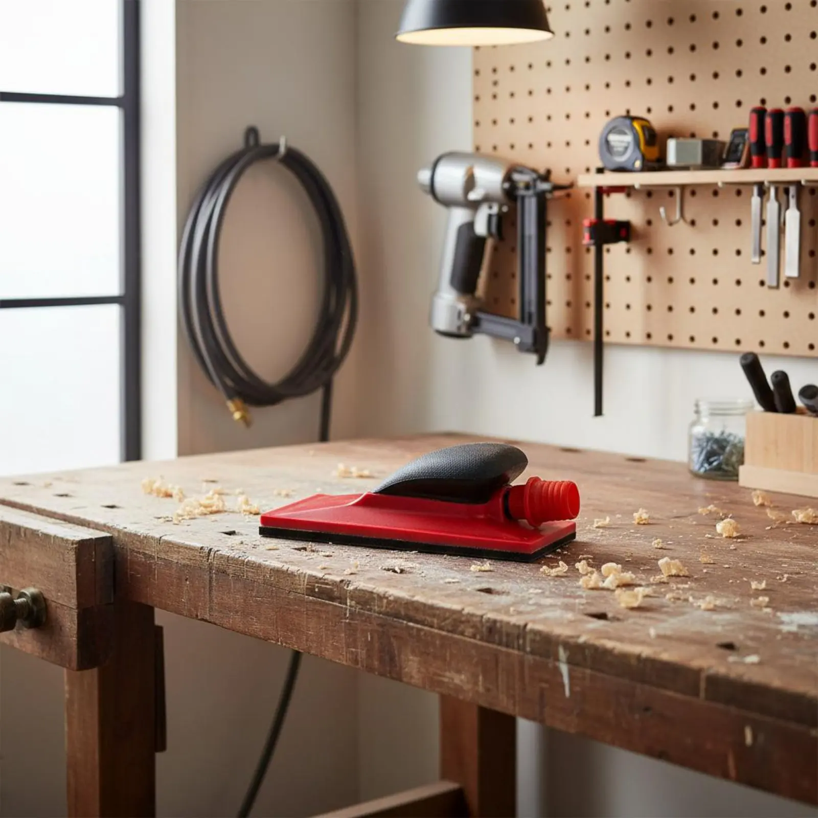 

Hook and Loop Sanding Board Ergonomic Handle Debris Extraction Sanding Block Vacuum Port Hand Sander Versatile Use for Carpentry