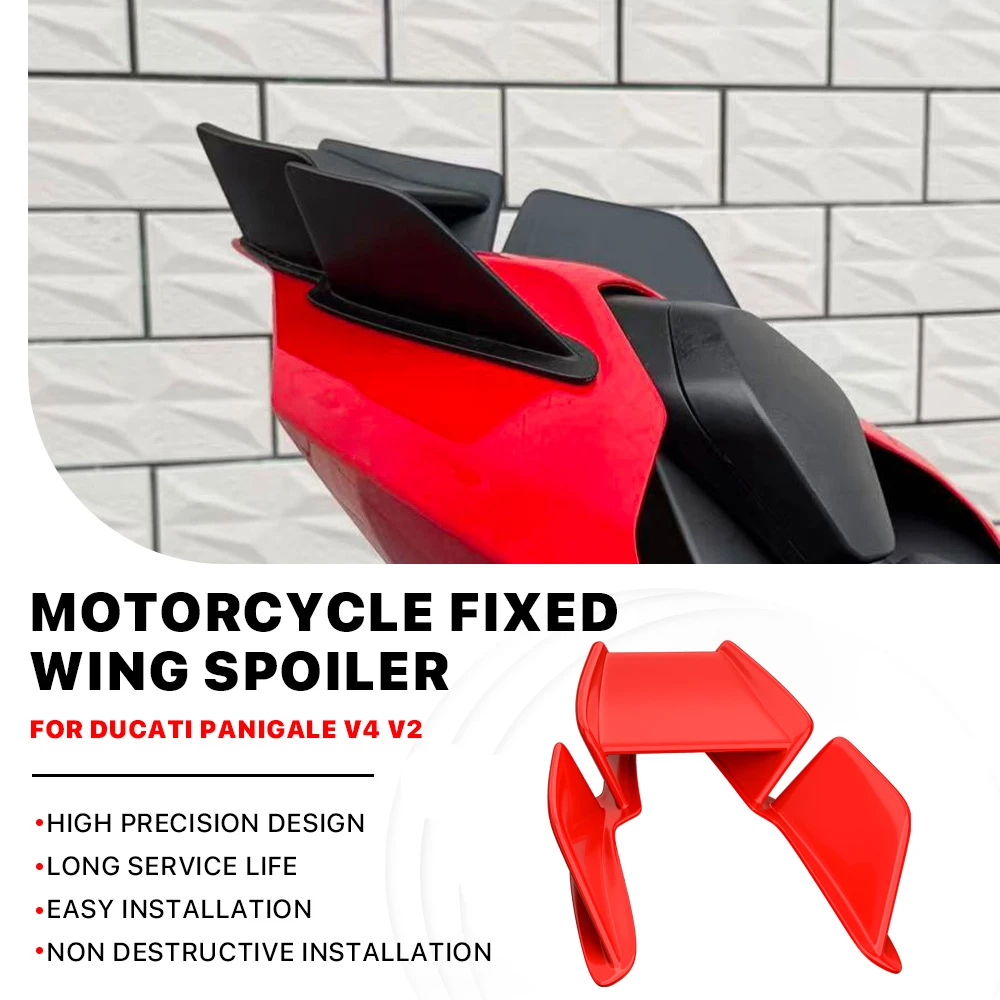 NEW Motorcycle Tail Fixed Wings red Winglet Spoiler Parts rear wings For DUCATI Panigale V2 V4 V4S V4R Streetfighter 2018-2024