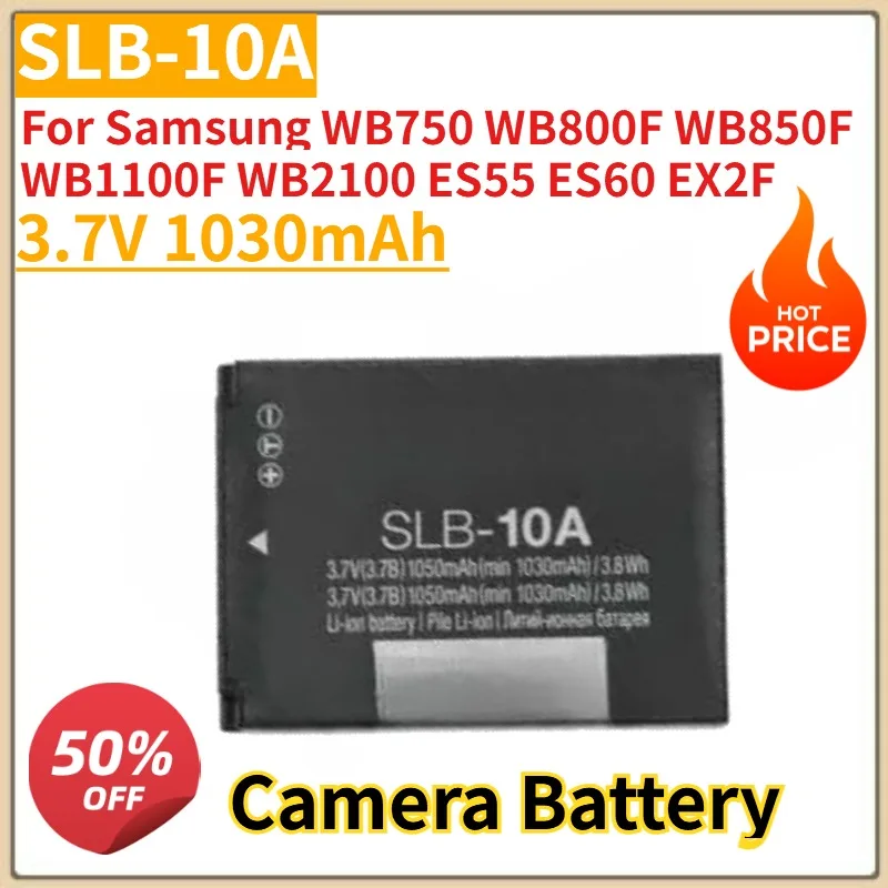 

New SLB-10A Camera Battery 3.7V 1030mAh For Samsung WB750 WB800F WB850F WB1100F WB2100 ES55 ES60 EX2F Camera