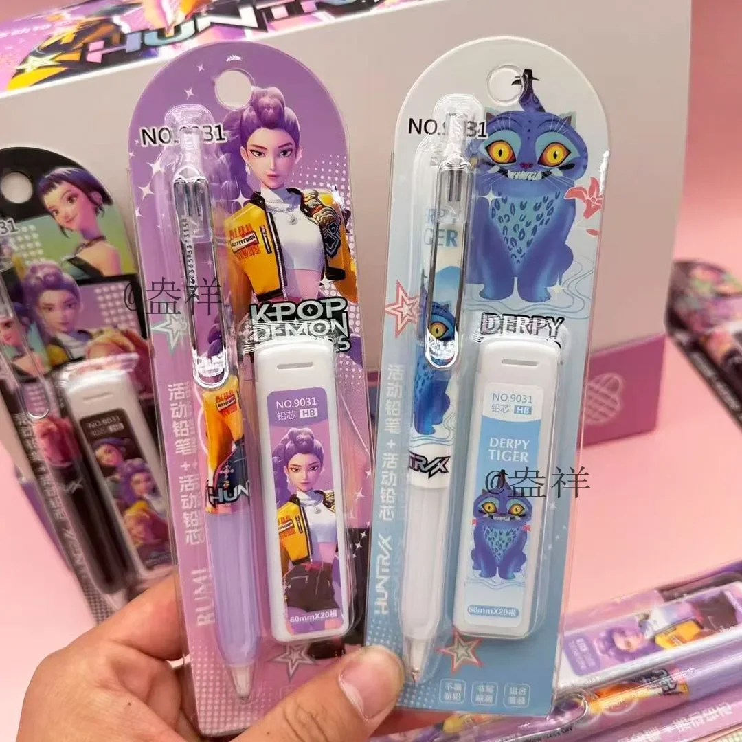 Kpop Demon Hunters 0,5 mm automatische potloodset Glad schrijfpapier voor basisschoolleerlingen Anime Cosplay Supplies