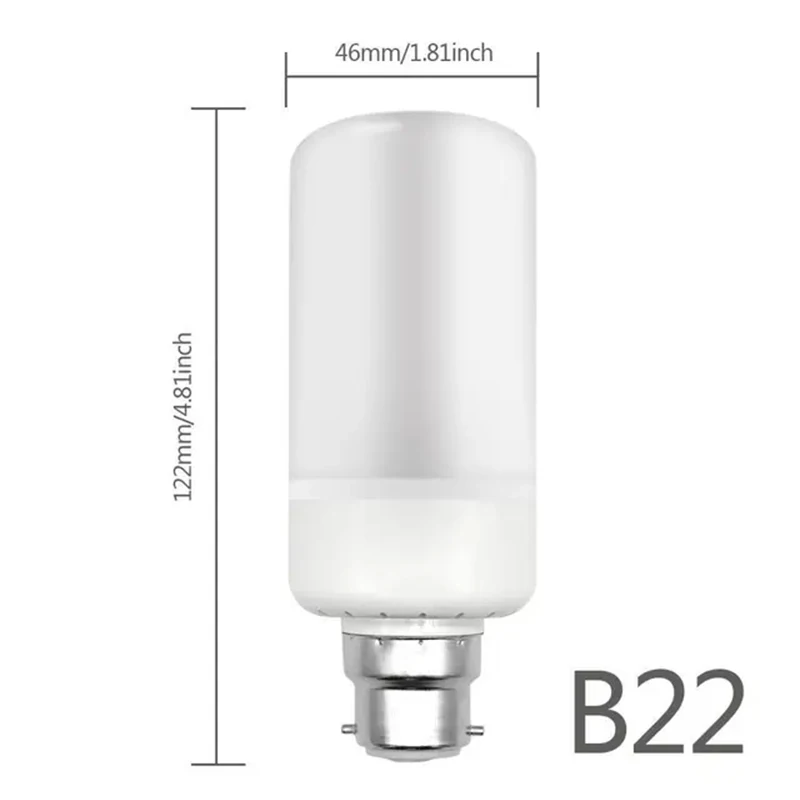 B22 2835SMD LED lamp Flame Effect Fire Light Bulbs 5W Flickering Emulation Flame Lights AC85-265V