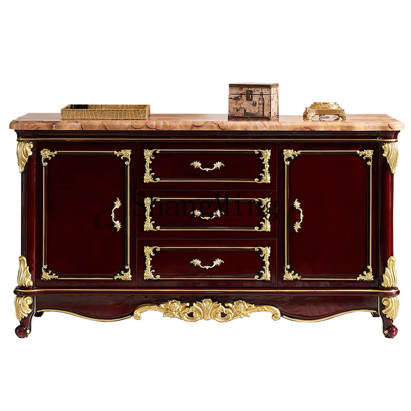 

DHY marble side cabinet solid wood carving flower dining room tea cabinet living room red sandalwood locker