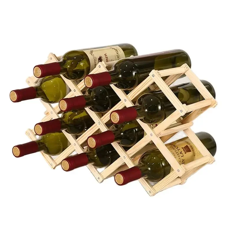 Collapsible Wooden Wine Racks Bottle Cabinet Stand Holders Wood Shelf Organizer Storage For Retro Display Cabinet