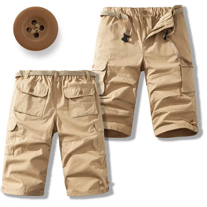 

2025 Summer New Men's Cotton Shorts Loose Sports and Leisure Shorts Multi Pocket Decorative Outdoor Sports Shorts LargeSize5XL-M