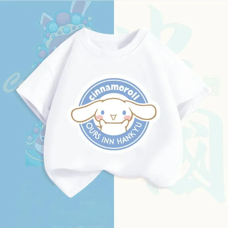 Cinnamoroll T-shirt Sanrio Children's Short-sleeved New Summer Y2K Clothes Girly Heart Soft Clothes Kawaii Birthday Gift