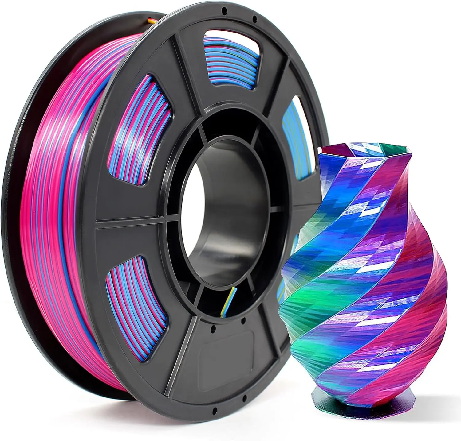 

Triple Color Silk PLA Filament 1.75mm for FDM Printers, 250g Spool Red Gold Blue