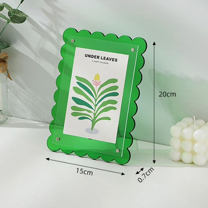

7 Inch Colorful Acrylic Photocard Holder Colored Wave Patterned Postcard Photo Frame Desktop Ornaments Idol Photo Frame