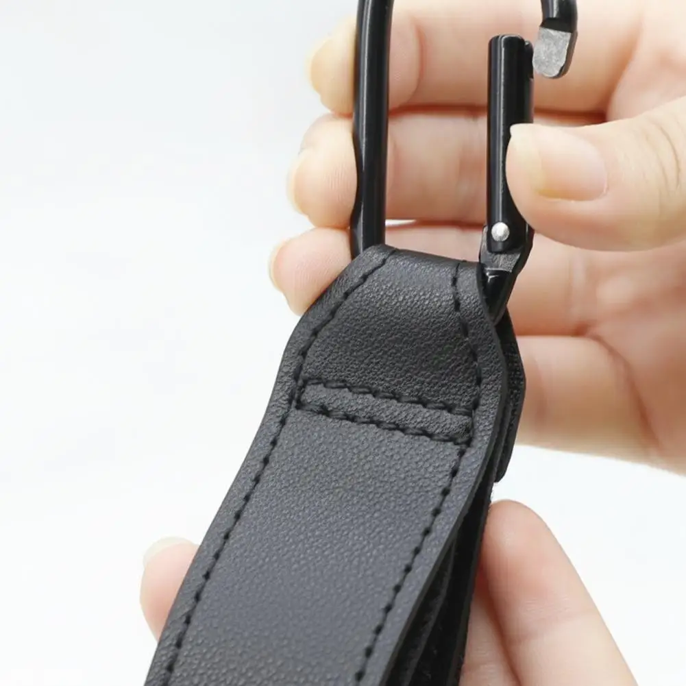 2Pcs PU Leather Stroller Hooks Versatile Stroller Handle Hanger Diaper Bag Purse Grocery Organizer Hook Stroller Accessories image 5