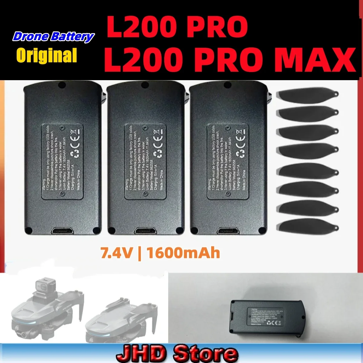 

JHD LYZRC L200 Pro /L200 Pro MAX Drone Battery 25min Battery Life for Original L200 Pro Max RC Drone Lipo Battery Wholesale