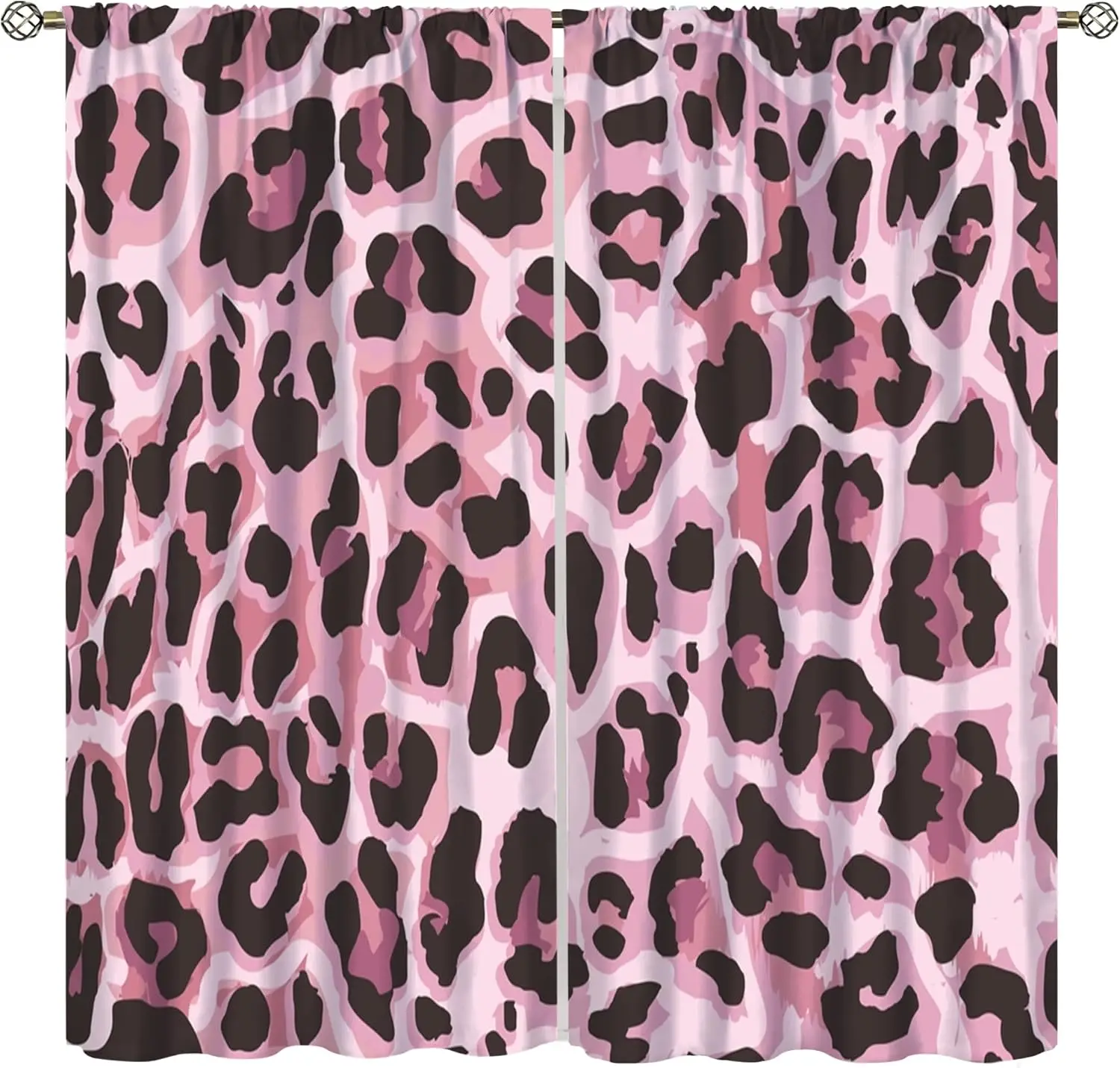 Pink Leopard Pattern Blackout Curtains,Sexy Fancy Modern Simple Cheetah Skin Pattern Home Rod Pocket Window Curtains,for Bedroom