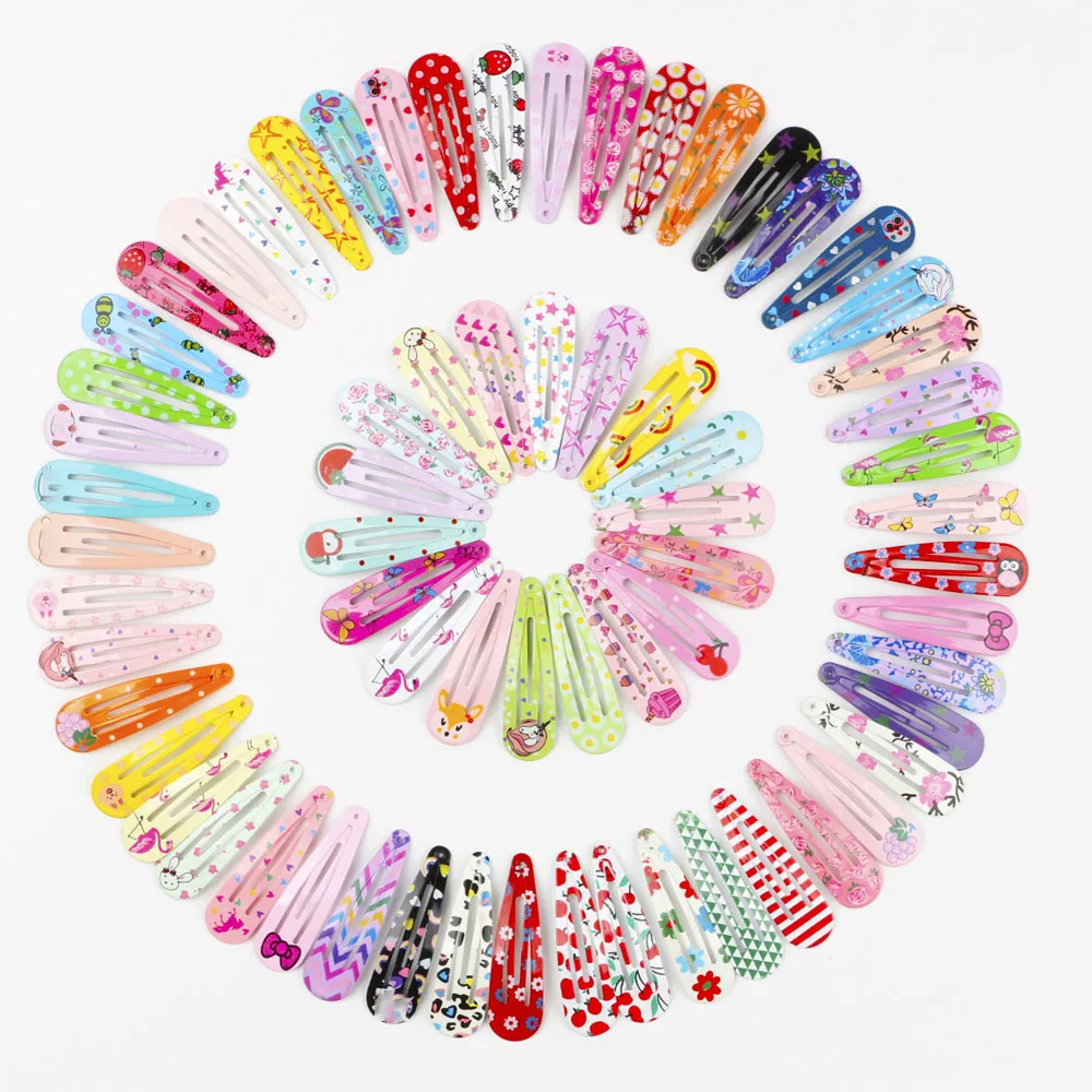 5cm Printed Cute Cartoon Water Drop Bb Clip Fashionable Broken Hair Clip Metal Hair Clip Girl Hair Clip Hair Volume