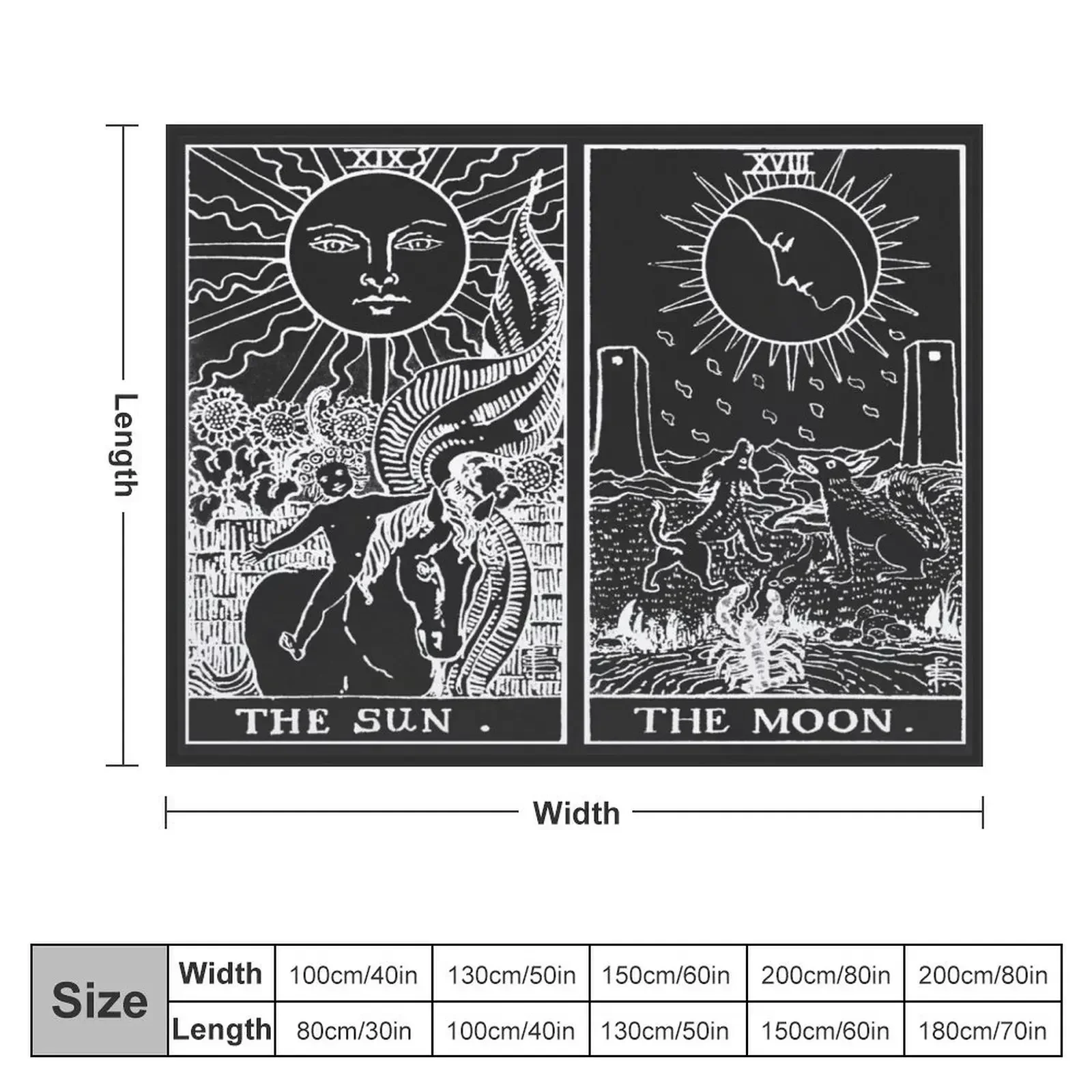 The Sun and Moon Tarot Cards | Pearl & Obsidian Throw Blanket Luxury Designer Blankets For Sofas Blankets