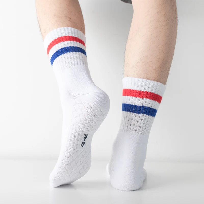 

Мужские спортивные носки до колена, женские дышащие полотенца, велосипедные носки, уличные впитывающие пот чулки для бега со средней трубкой