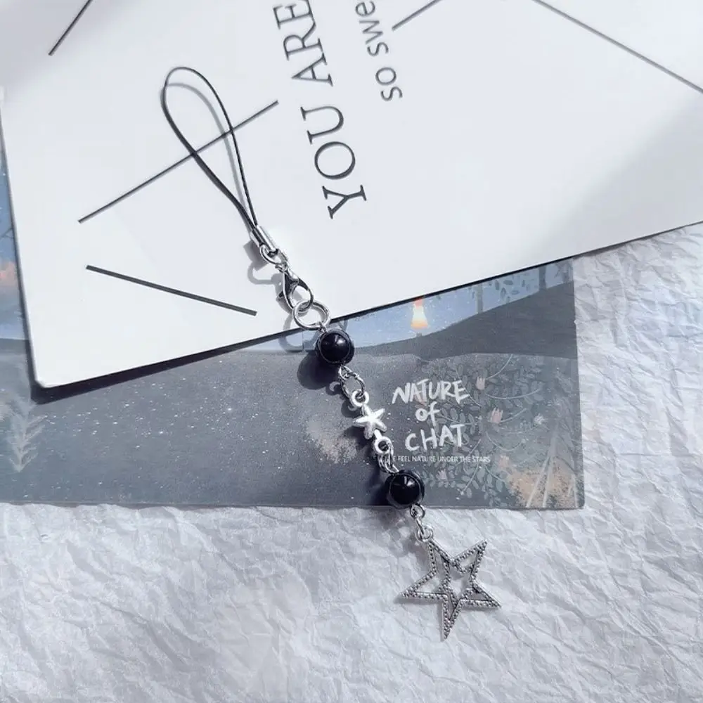 Key Cord Y2K Star Phone Chain Stylish Lanyard Star Y2K Phone Charms Beaded Handmade Beaded Phone Lanyard Earphone Case
