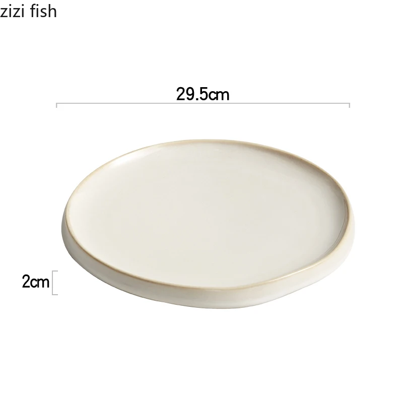 Simple Ceramic Dinner Plates Round Pasta Steak Plate Restaurant Solid Color Creative Tableware Snack Dessert Tray Cooking Dishes