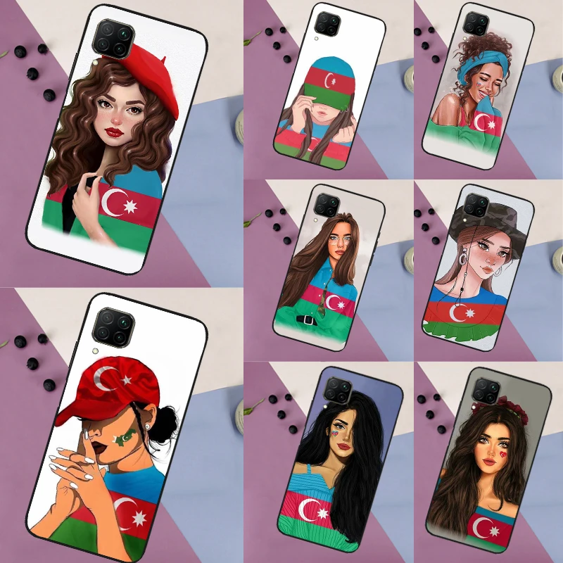 Azerbaijan Flag Girl Case For Huawei P30 Pro P20 P40 Lite Nova 8i 3i 7i 11i 9 10 SE 5T Y60 Y61 Y70 Y90 Y91 Cover