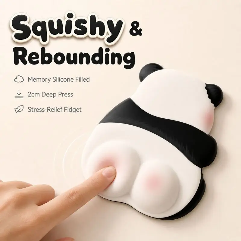 Kawaii Panda Mouse Pad 3D Ergonomic Soft Silicone Wrist Rest Non-slip Computer Desk Mat Girls Wrist Support for Office