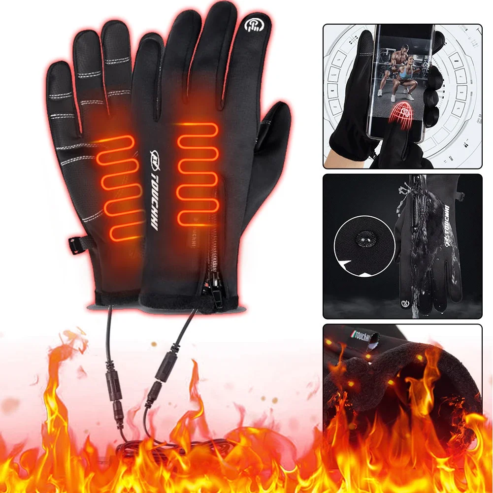

Outdoor Electric Heated Gloves Hand Warmer 3 Heat Levels Touch Screen Heated Gloves Motorcycle Gloves Heating Thermal Gloves