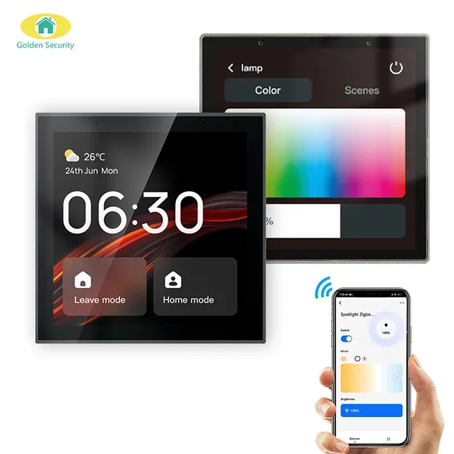 2024 Tuya Smart Home T1E Panel 4 Inch Screen Linux Gateway Built-in Alexa Voice Control Zigbee Gateway