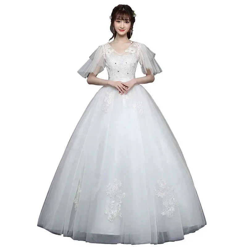 Plus Size Wedding Dress New Korean Style Minimalist Elegant Bride Large Size Wedding Dresses Show Thin Abito Sposa Semplice