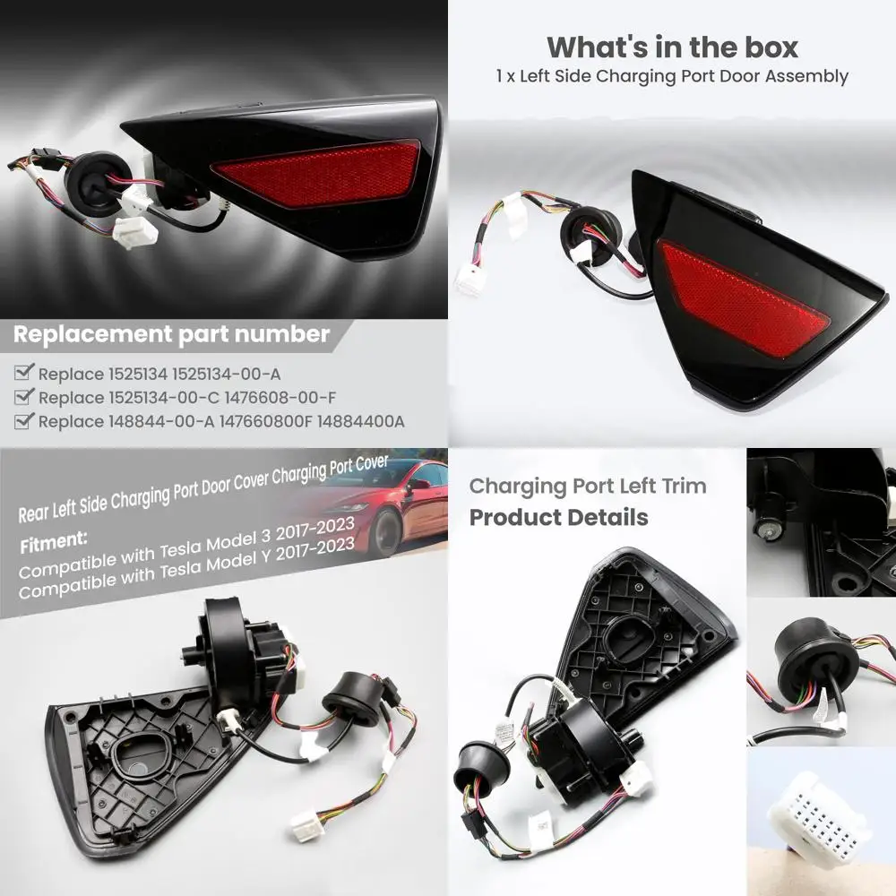 

Charging Port Door Cover Charging Port Cover Rear Left Side Fit For Tesla Model 3 Model Y 2017-2023, Charging Port Left Trim Rep