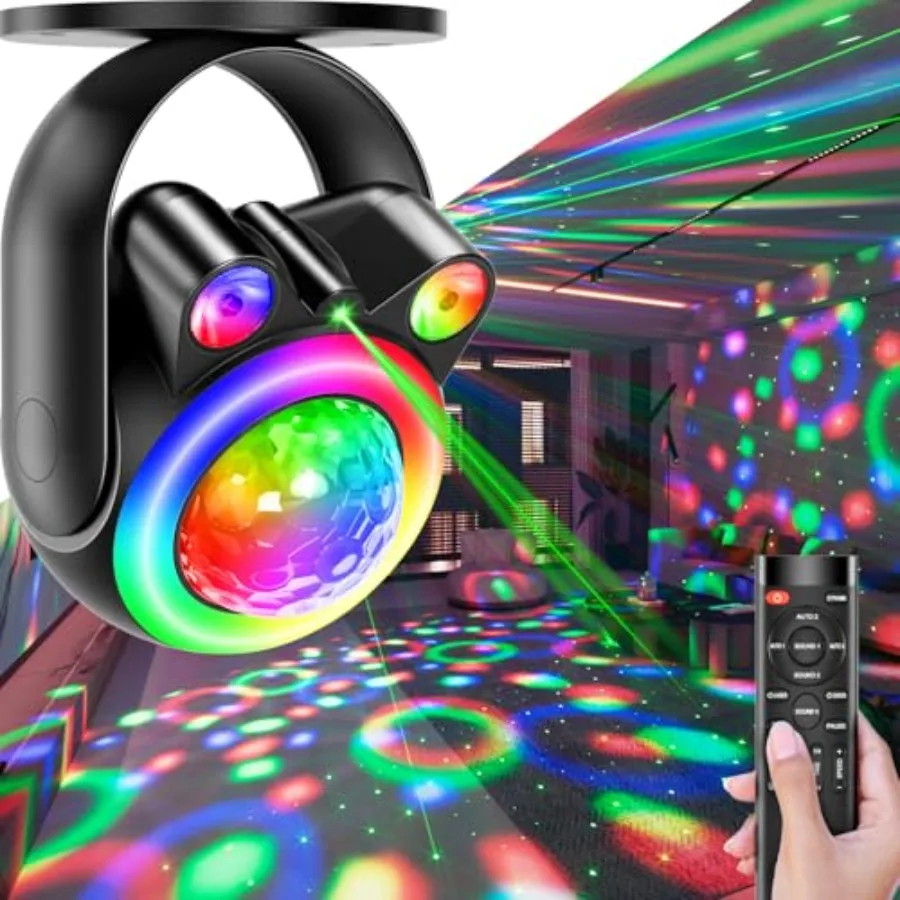 

Disco Ball with Star Projector and Ring Light Party Lights Disco Light DJ Strobe Stage Lights for Home Parties, Christmas, Hall