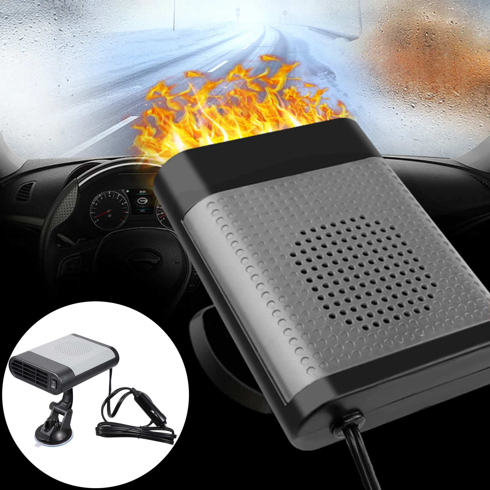 

Portable Fast Heating Car Windshield Heater Auto Fan Defroster Defrosting Rotation Windscreen