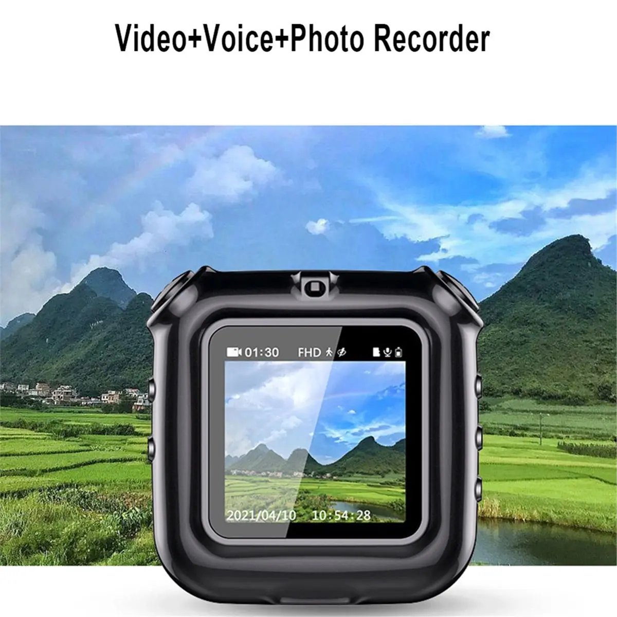 V9 Clip Necklace Camera 1080P Portable Cam Dispaly Screen Audio Video Voice Photo Recorder Smart Loop Recording 4GB