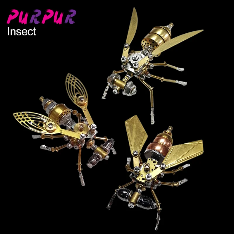 

Insect DIY Steam Punk 3D Metal Puzzle Stainless Steel Brass Screw Mechanical Assembly Drosophila Fly Wasp Model Birthday Gift