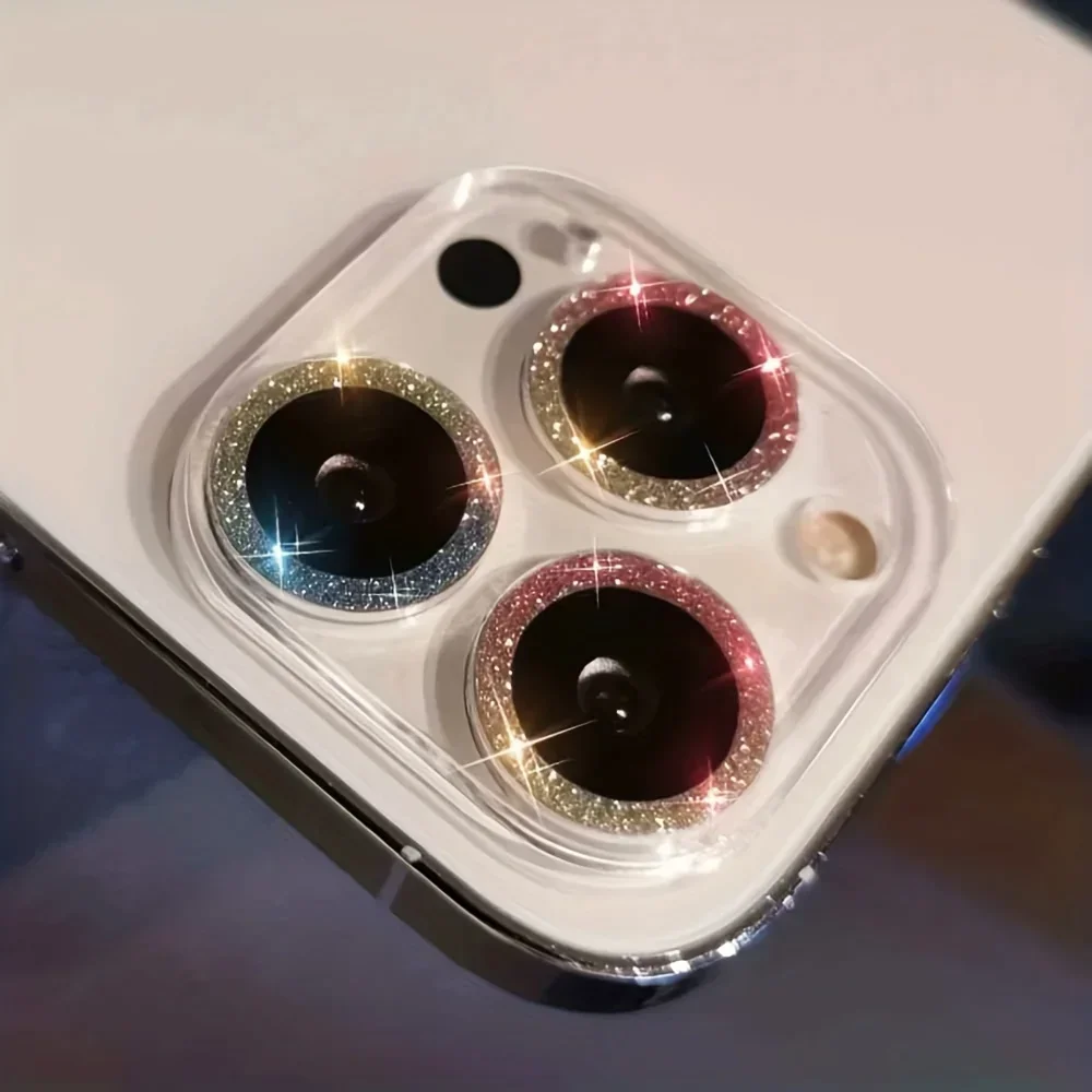 واقي عدسة الكاميرا اللامع لهاتف آيفون 15 16 برو ماكس - مقاوم للخدش، هدية أنيقة للمناسبات الخاصة
