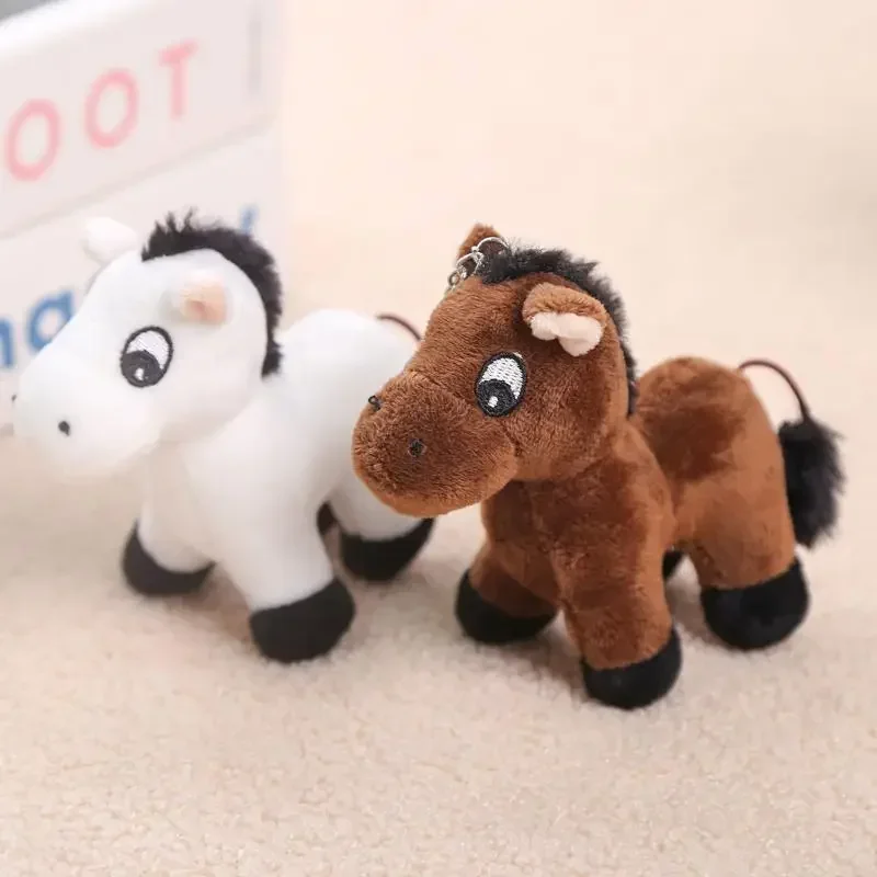 1 pçs dos desenhos animados pônei pingente de pelúcia animal cavalo brinquedo chaveiro mochila ornamentos pendurado decoração
