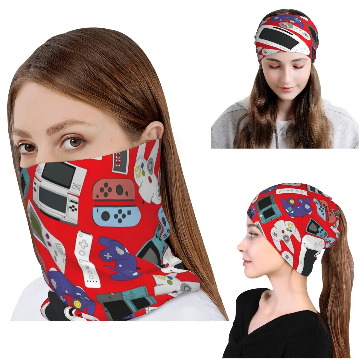 Game Controllers Nintendo Bandana Neck Cover Wrap Scarf Multi-use Cycling Scarf Beanies Hat for Men Women Adult Washable
