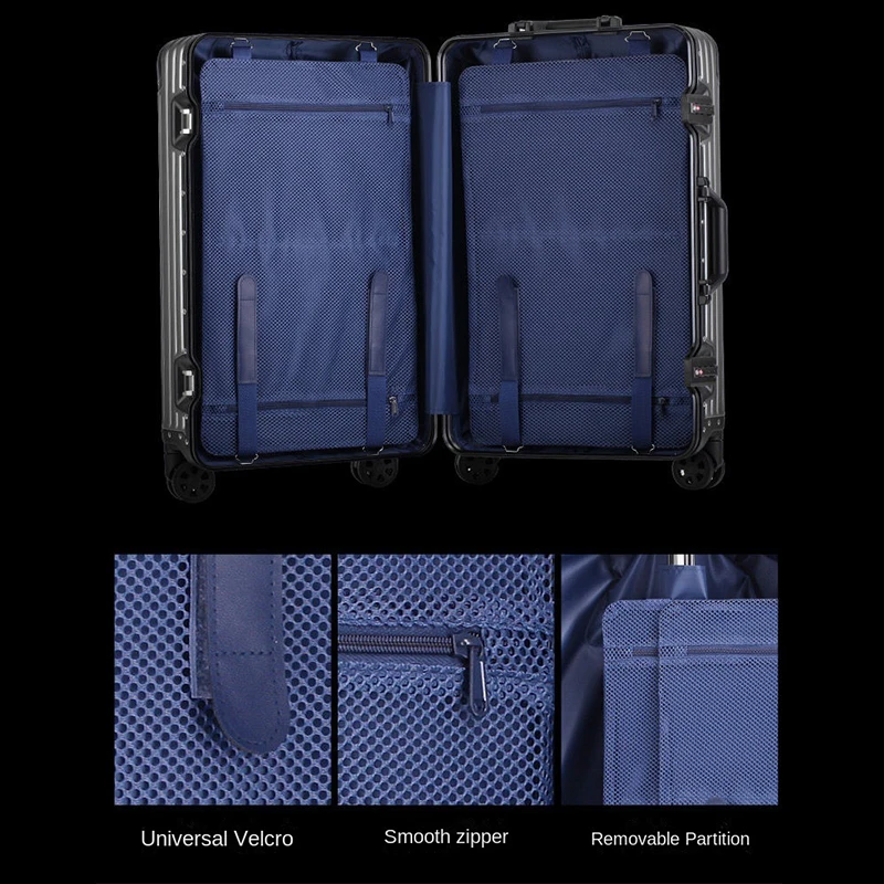 100% Aluminum Suitcase Frosted Metal Luggage Unisex Password Trolley Case Suitcase Trip Cabin 20/22/24/26/28/30 Inch Suitcases