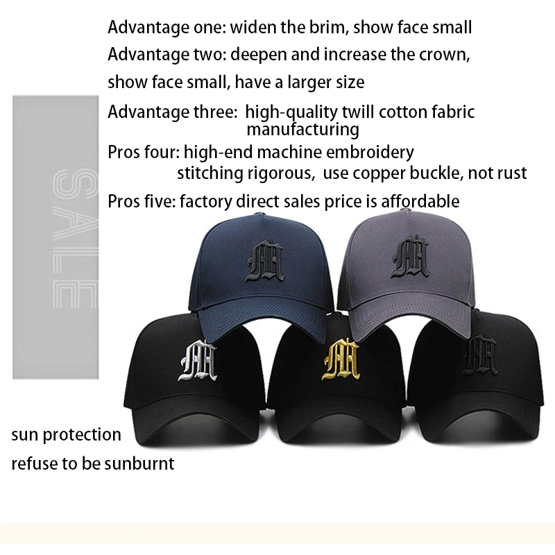 Men\'s Hat Male Baseball Cap Fashion Luxury Brand Embroidery Big Size Winter Sports Hat Golf Hat Hip Hop Trucker Cap Dad Hat 2023