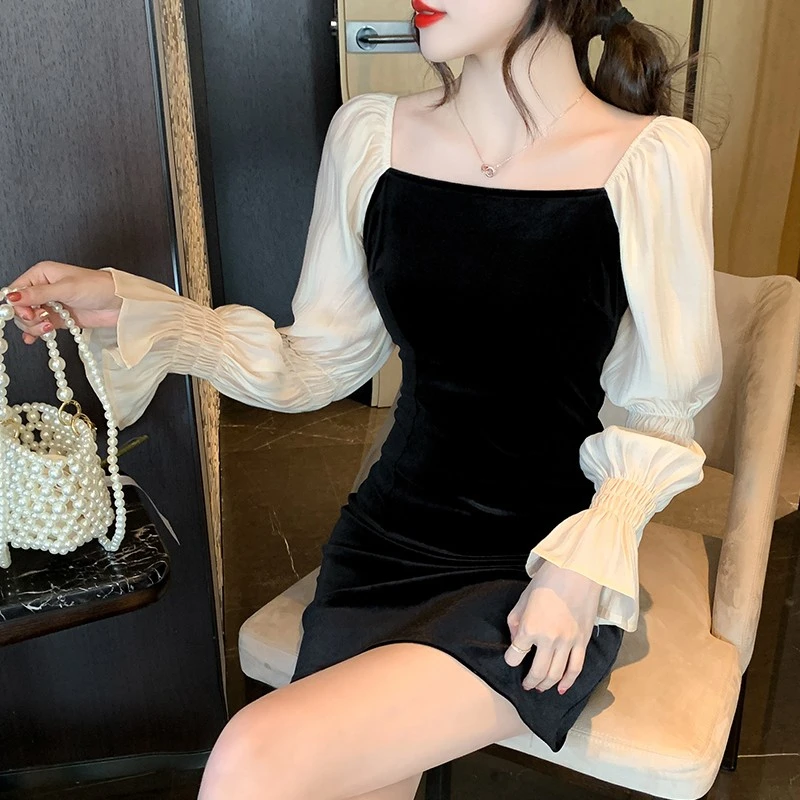 فساتين نسائية بأكمام طويلة فستان خريفي من القرون الوسطى مشروط بيج سموكينج مكشكش الخصر مناسب نصف الياقة المدورة الحد الأدنى مستقيم #2